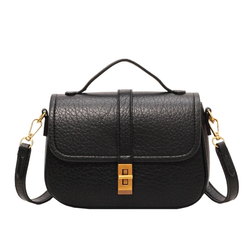 Women's Medium All Seasons Pu Leather Solid Color Streetwear Square Lock Clasp Handbag