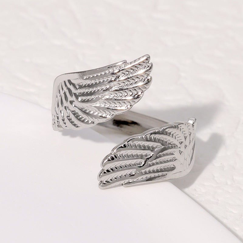 Open Ring Expressive Wing Stainless Steel Electroplating Rings