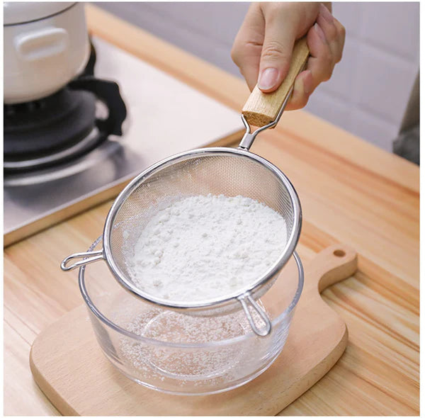 3 Pcs Stainless Steel Wooden Handle Strainers