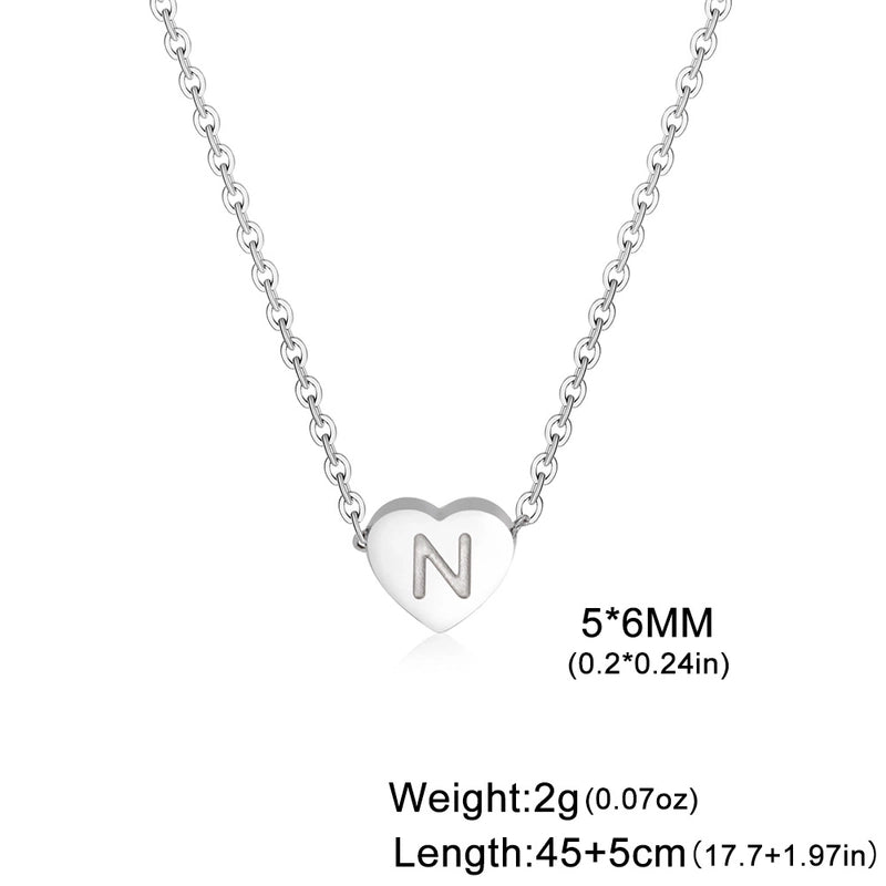 Stainless Steel Titanium Steel Minimalist Letter Heart Shape Plating Pendant Necklace