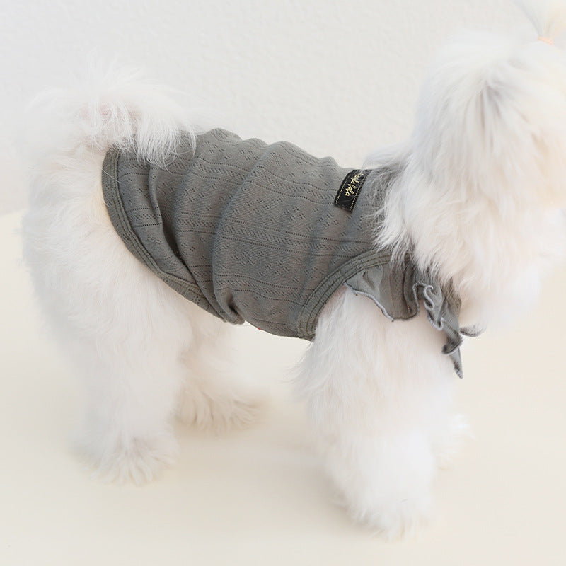 Breathable Cotton Ruffled Sleeves Dog Cat Vest