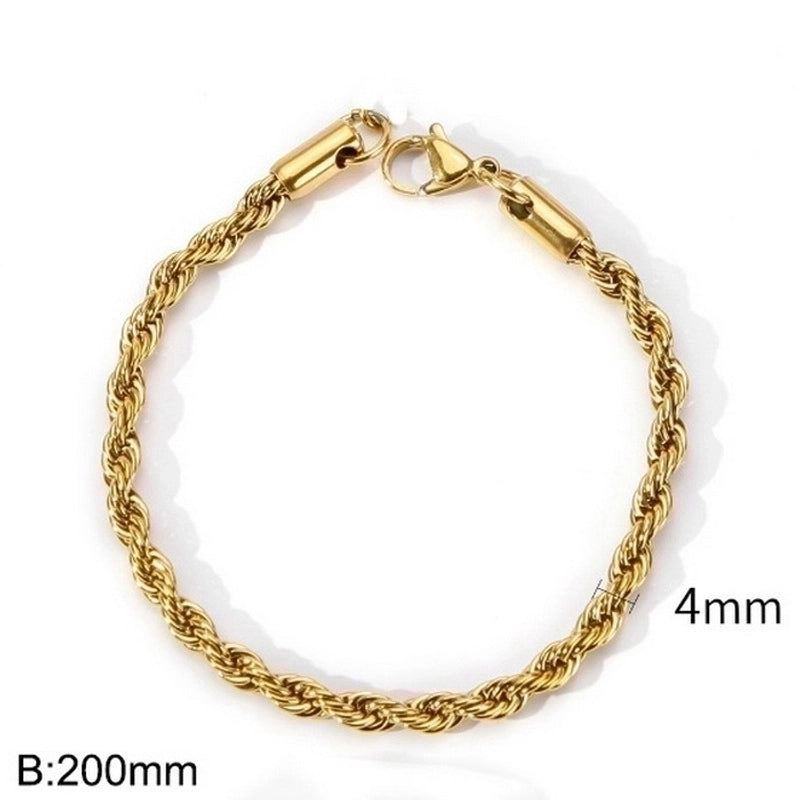 Minimalist Twist Stainless Steel 18K Gold Plated Bracelets In Bulk