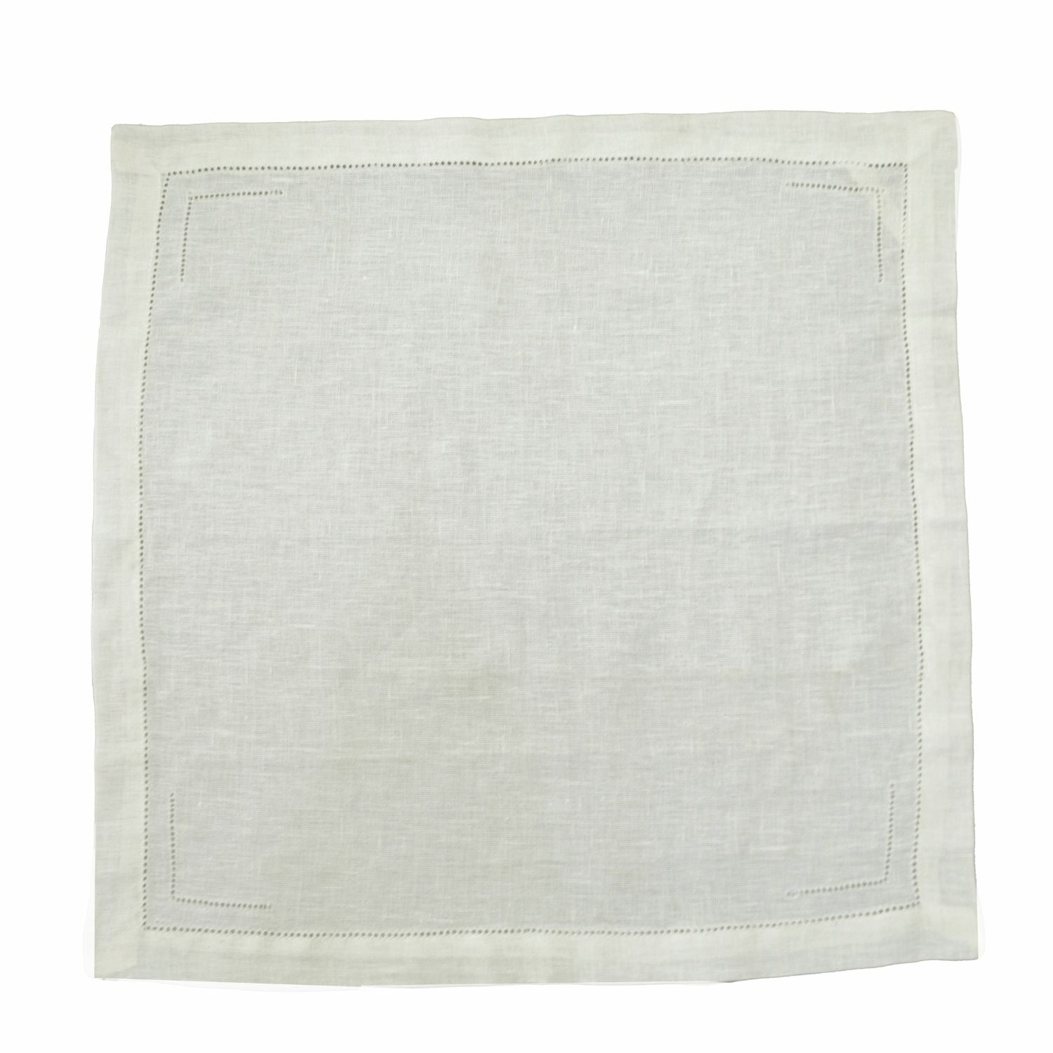 Milk White 100% Linen Incomplete Hemstitch Napkins