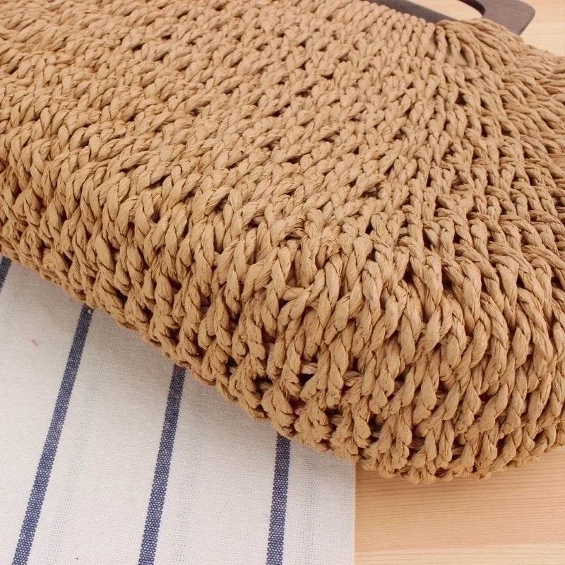 Women's Large All Seasons Fabric Vintage Style Straw Bag