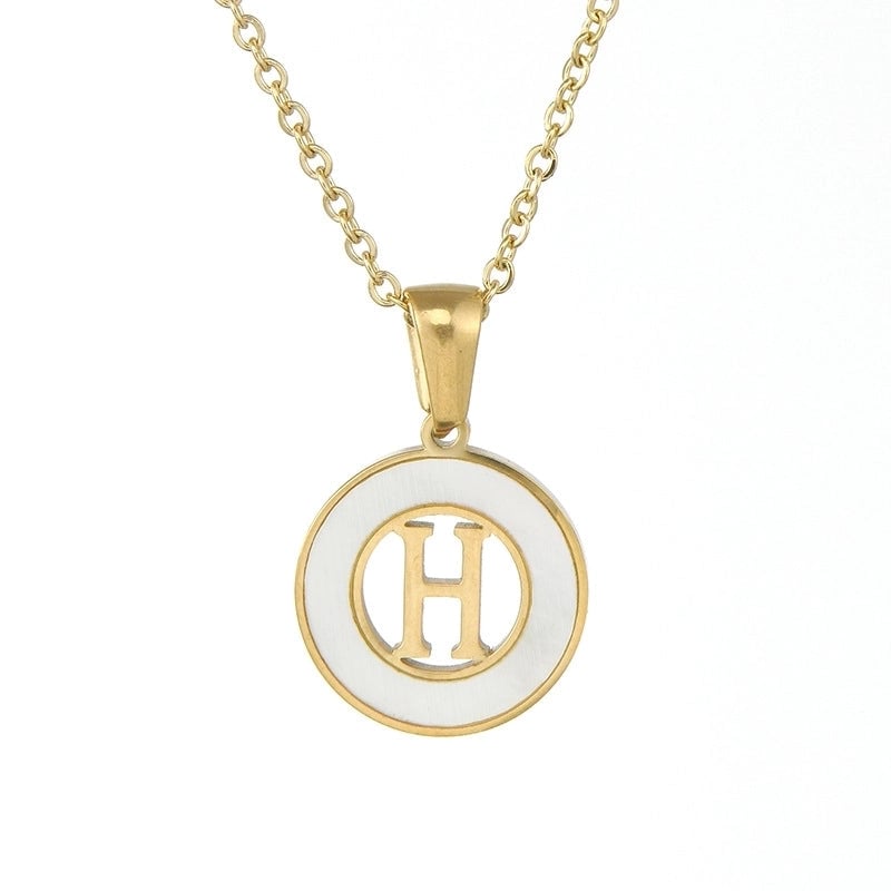 Minimalist Letter Stainless Steel Pendant Necklace Plating Hollow Out Shell Stainless Steel Necklaces