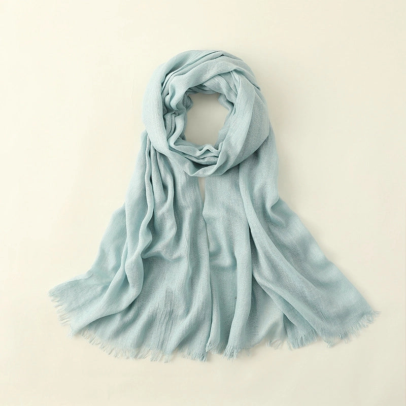 Women's Elegant Solid Color Cotton Silk Scarves