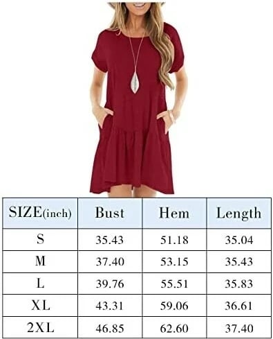 🔥🔥Round neck short sleeve large hem mid-length dress