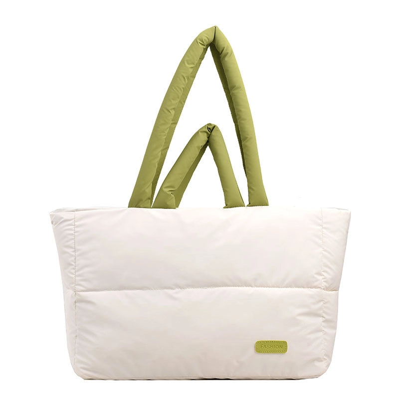 Women's Large Autumn&winter Oxford Cloth Solid Color Streetwear Square Zipper Shoulder Bag Tote Bag