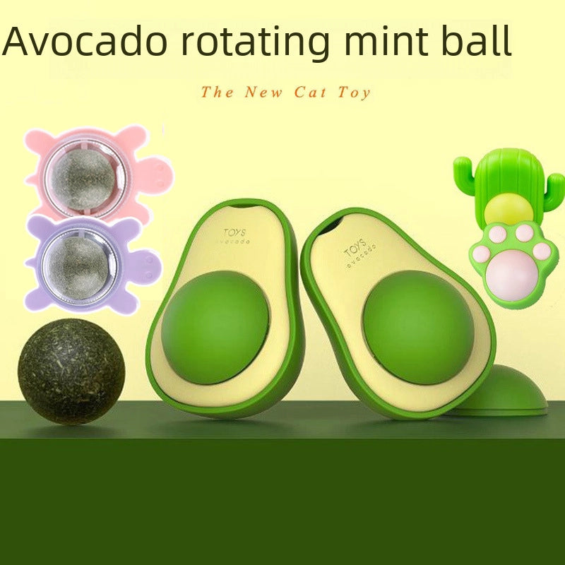 Rotating Mint Avocado Cat Toy Ball - New Trendy  Cat Toy For Self