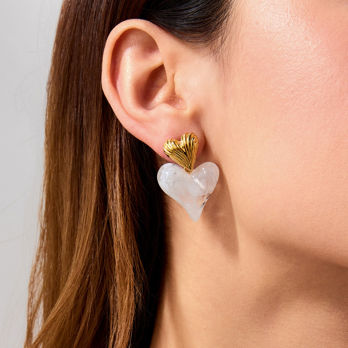 Resin Stainless Steel Love Earrings Niche Exquisite Earrings Titanium Steel