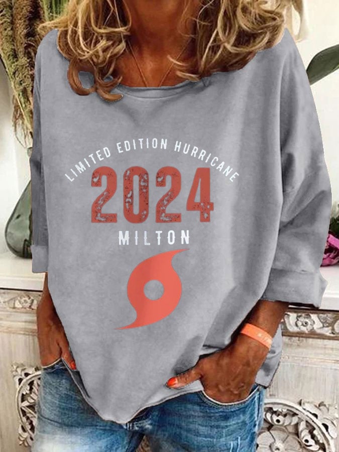 Women's Hurricane Milton Survivors Print Casual Sweatshirt