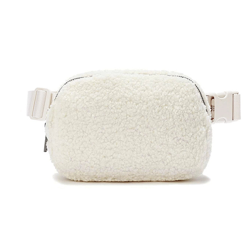 Winter Lambswool Waist Bag Sports Chest Bag Messenger Bag Outdoor Sports Bag Unisex Versatile