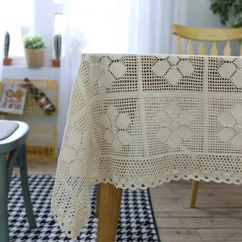 Retro Nostalgic Handmade Crochet Crochet Sofa Towel Woven Hollow Fabric Tablecloth Cover Towel Tablecloth