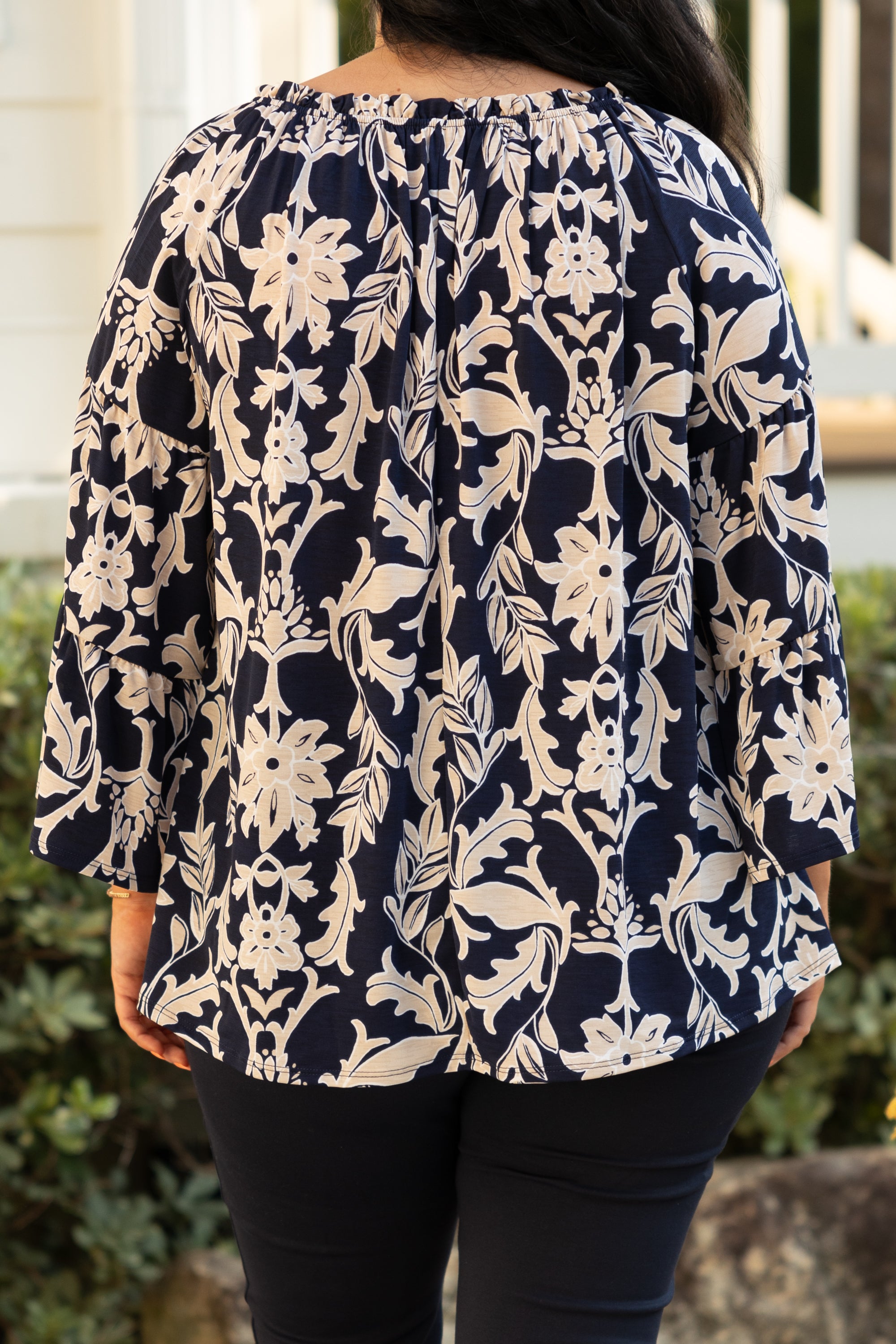 One Kiss Top. Navy Taupe