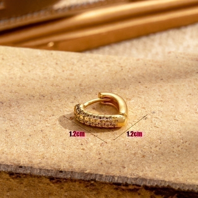 1 Piece  Minimalist V Shape Heart Shape Lock Plating Inlay Copper Zircon Drop Earrings