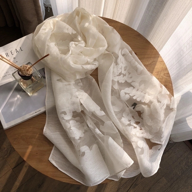 Women's Elegant Solid Color Satin Silk Scarves