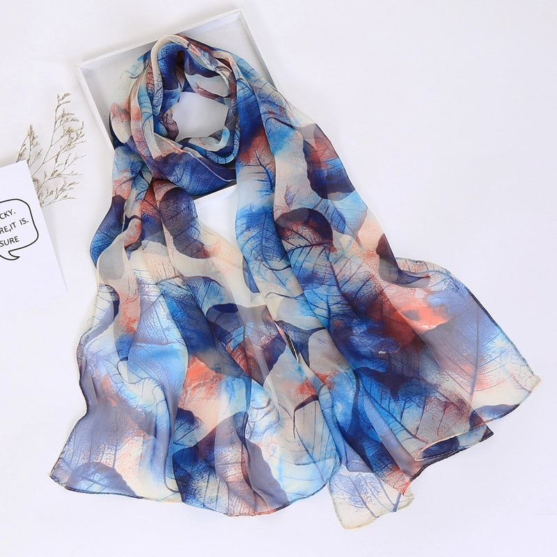 Women's Elegant Color Block Flower Georgette Silk Scarves
