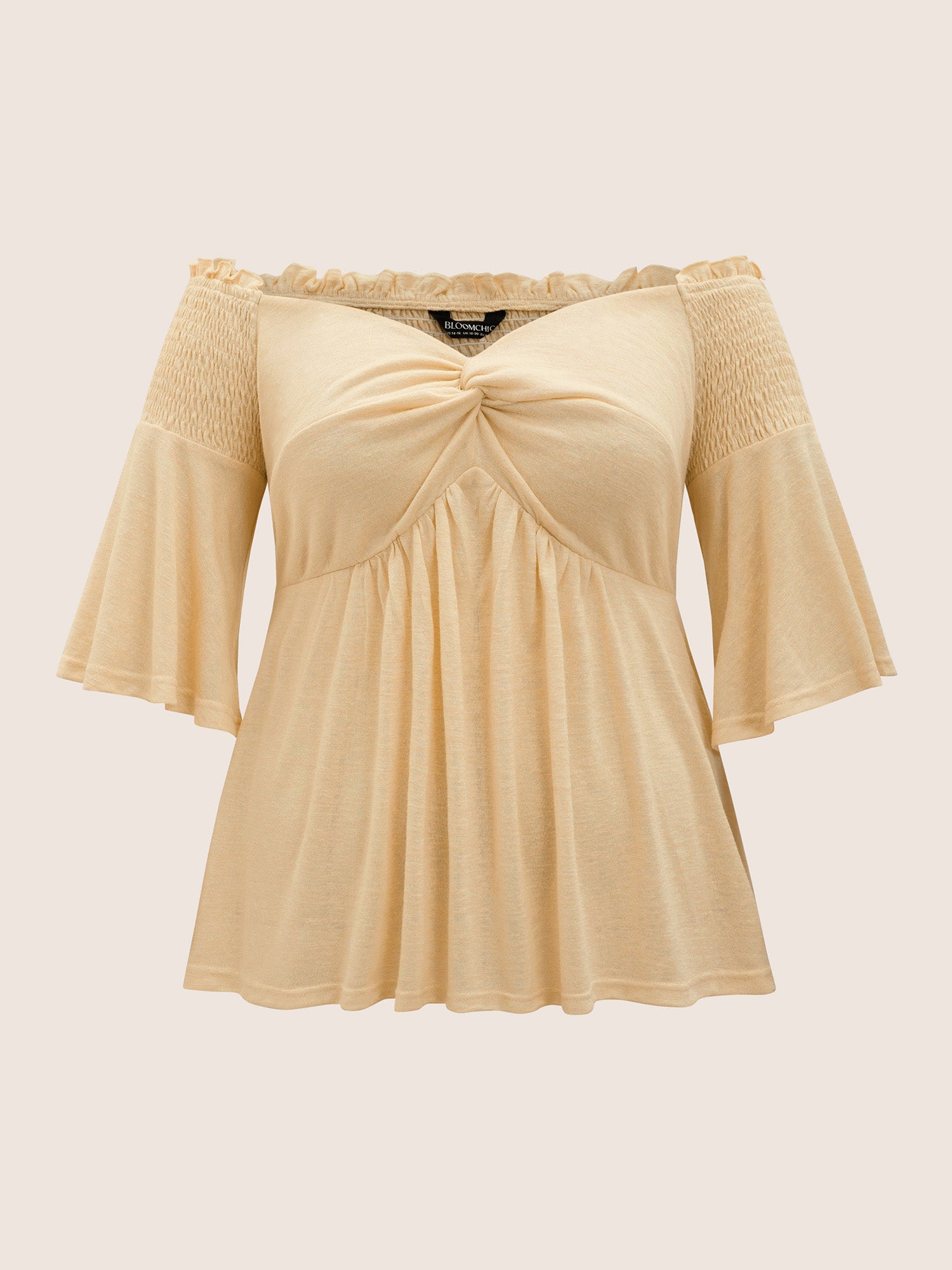 One Shoulder Neck Shirred Twist Front T-shirt