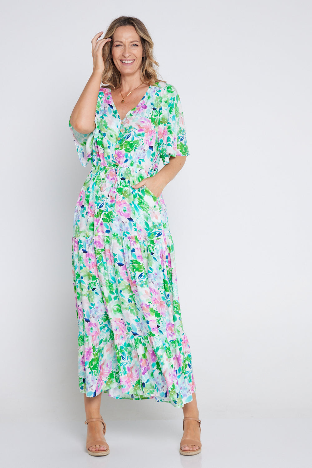 Quinn Maxi Dress - Jade/Amethyst Floral