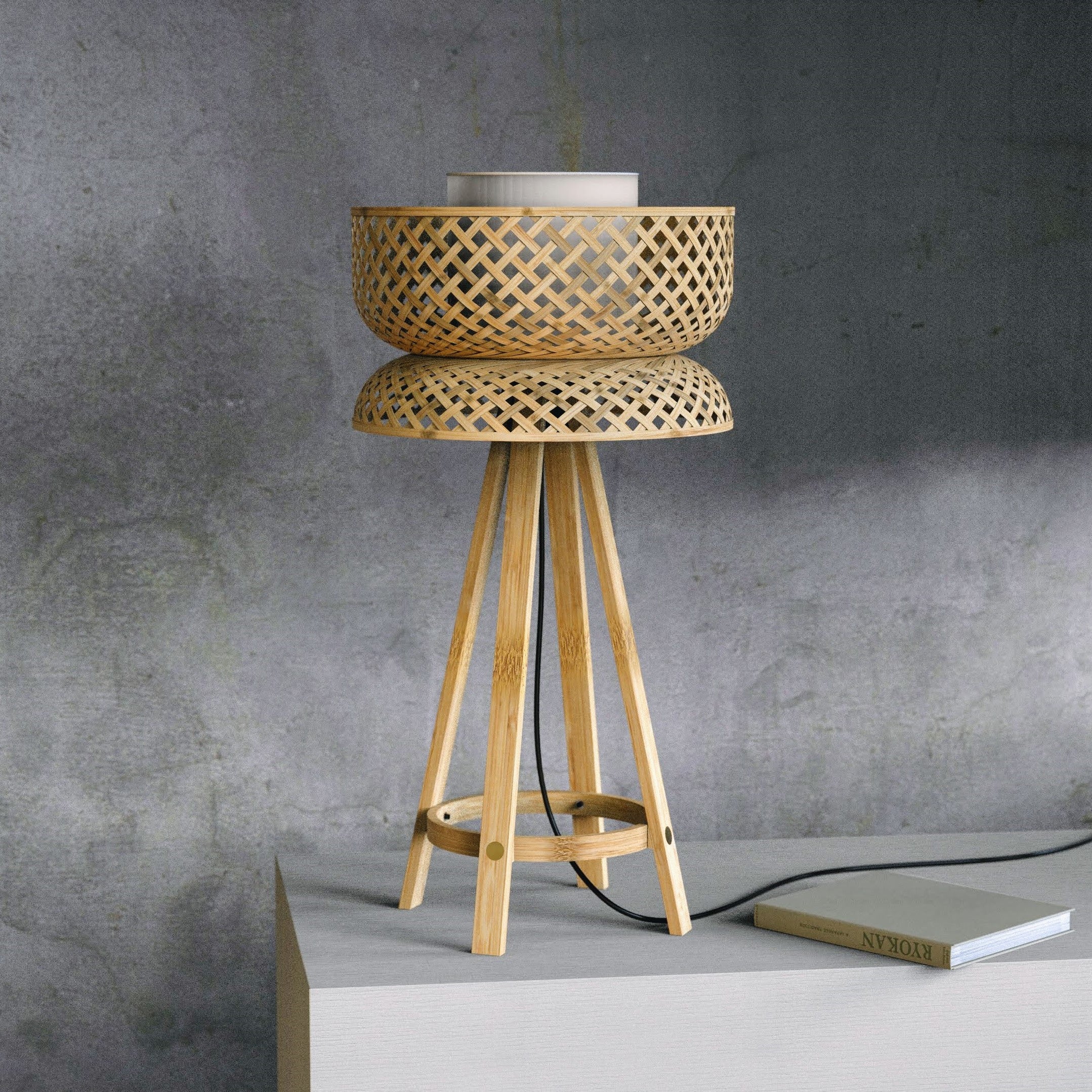 Lotus Table Lamp: Bamboo Table Lamp Handmade Cafe Lighting Restaurants Decor [40cm/16in(Dia) X 80cm/31.4in(H)]