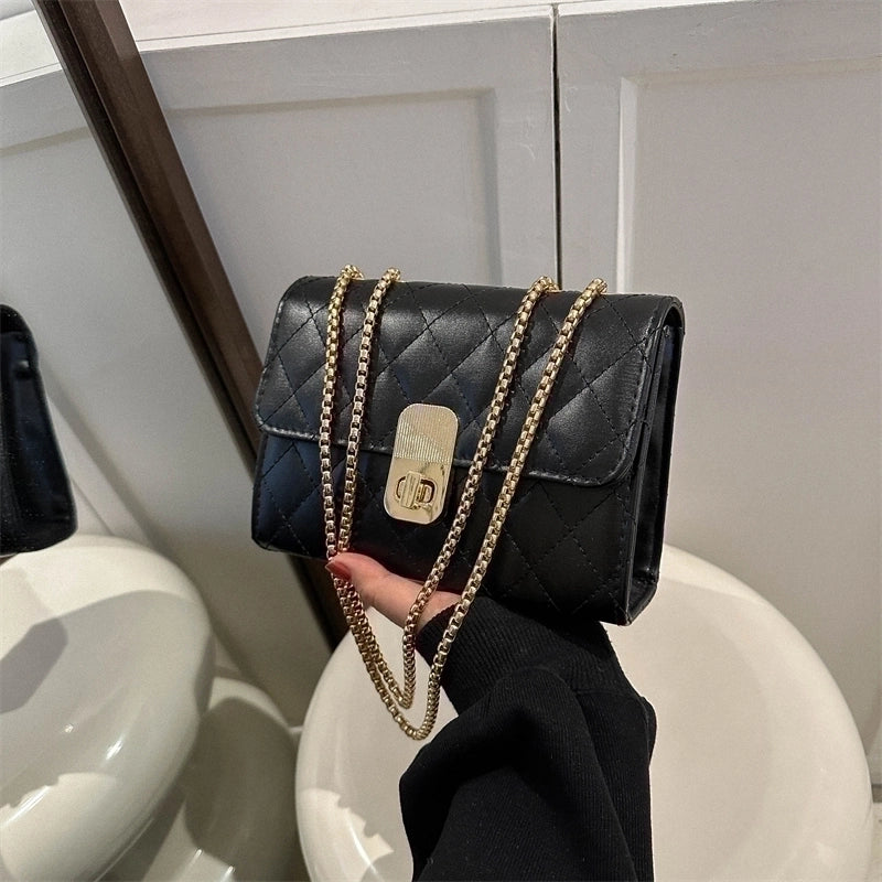 Women's Pu Leather Solid Color Basic Streetwear Square Flip Cover Shoulder Bag Crossbody Bag
