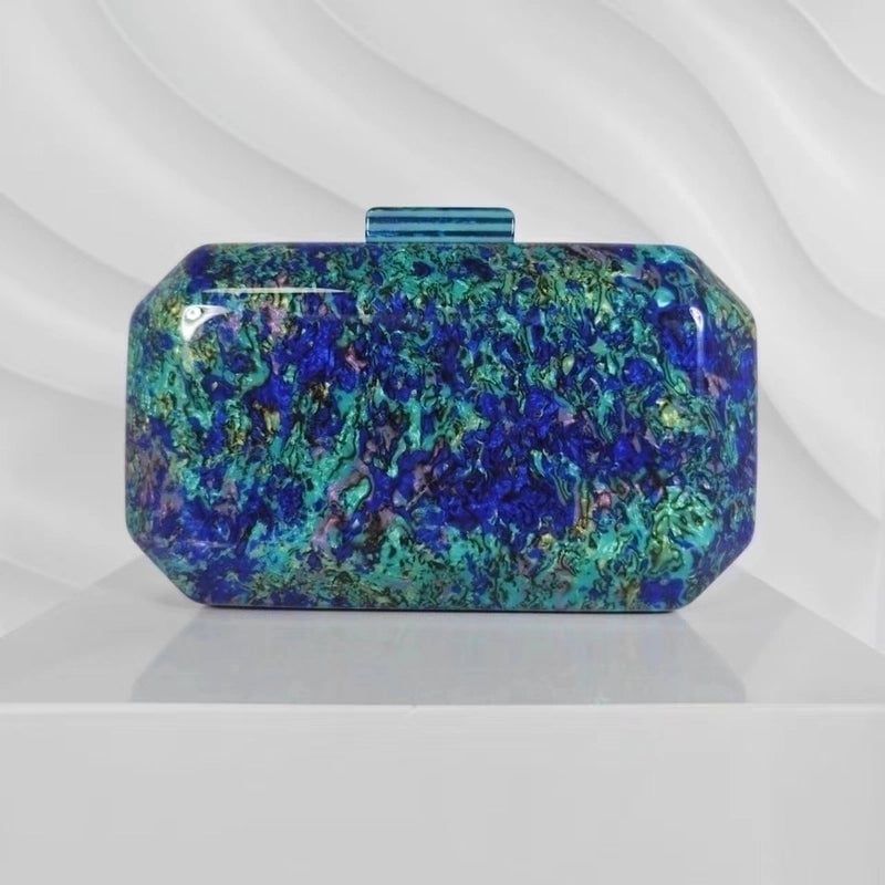 Gold White Blue Arylic Solid Color Square Evening Bags