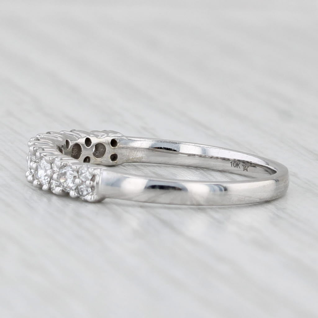 0.46ctw Diamond Wedding Band 10k White Gold Ring Stackable Size 8