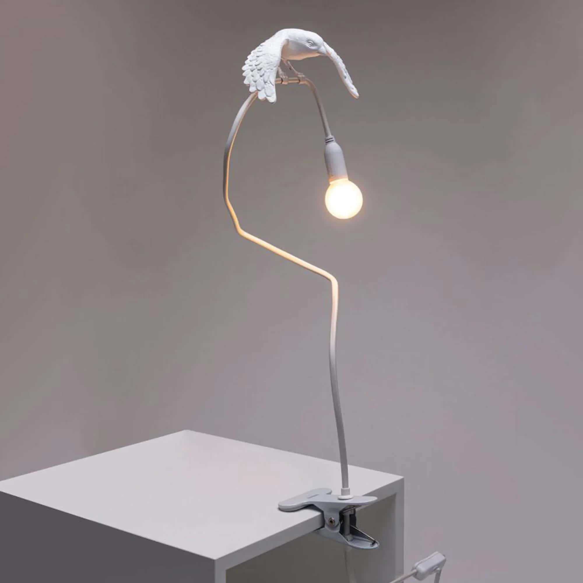 Seletti Sparrow Lamp with Clamp. Taking Off