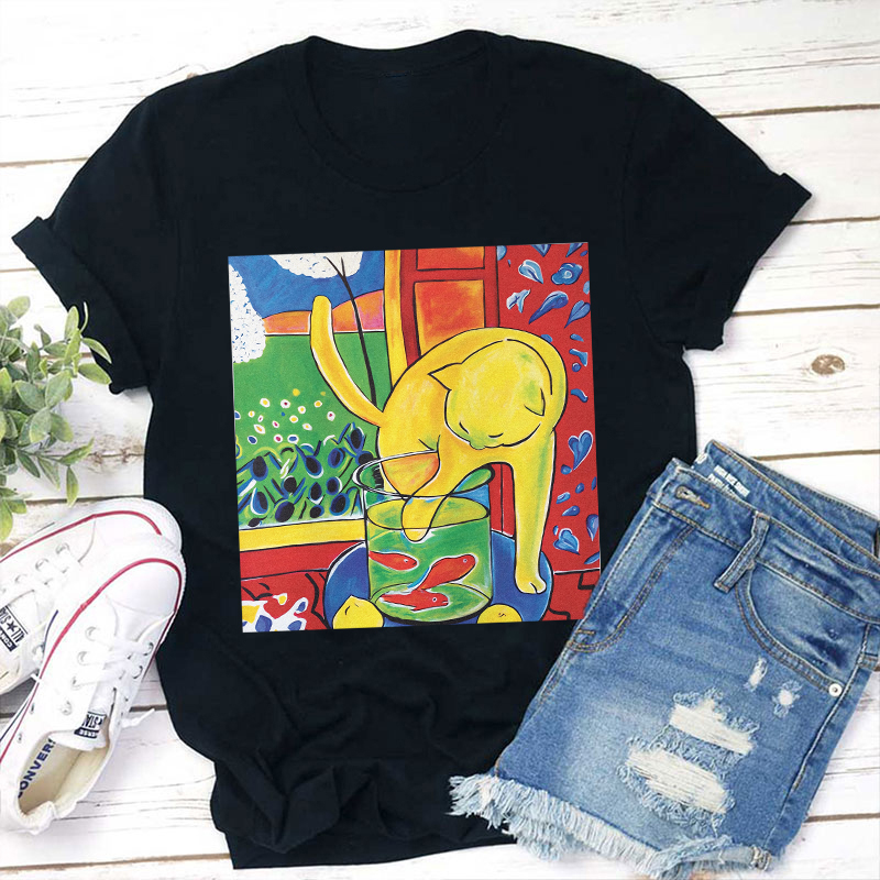 Cat With Red Fish Henri Matisse Painting Teacher T-Shirt