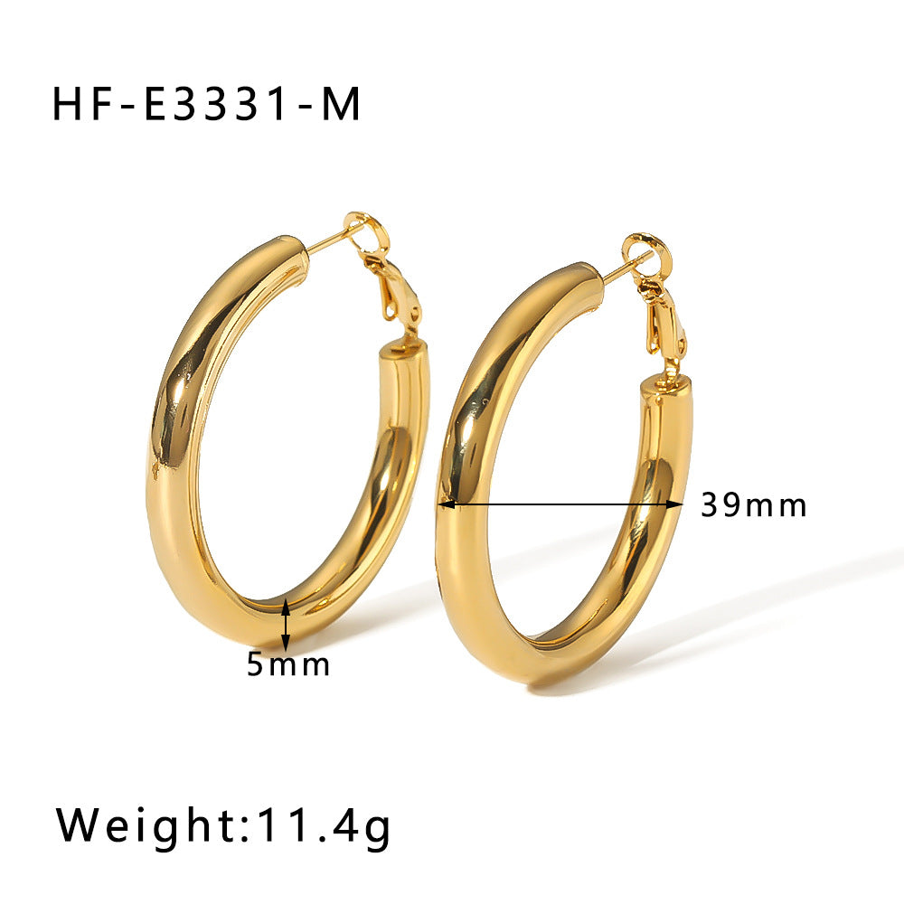 IG Style Round Geometric Stainless Steel Electroplating Earrings