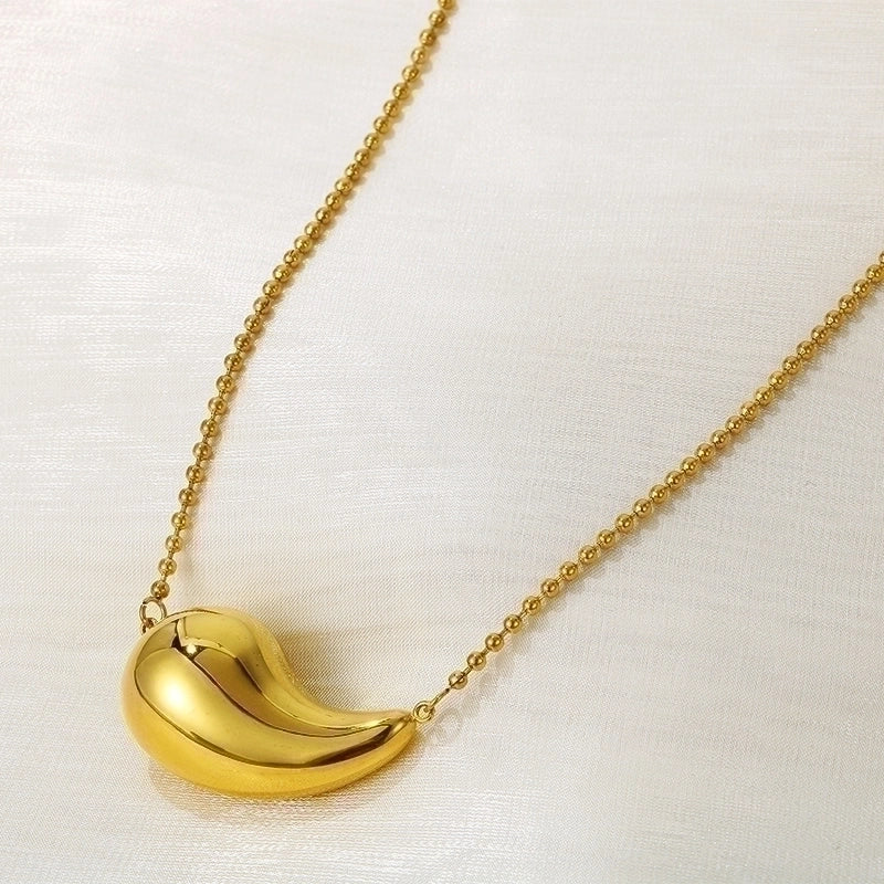 Minimalist Commute Water Droplets Solid Color Stainless Steel 18K Gold Plated Plating Chain Necklace