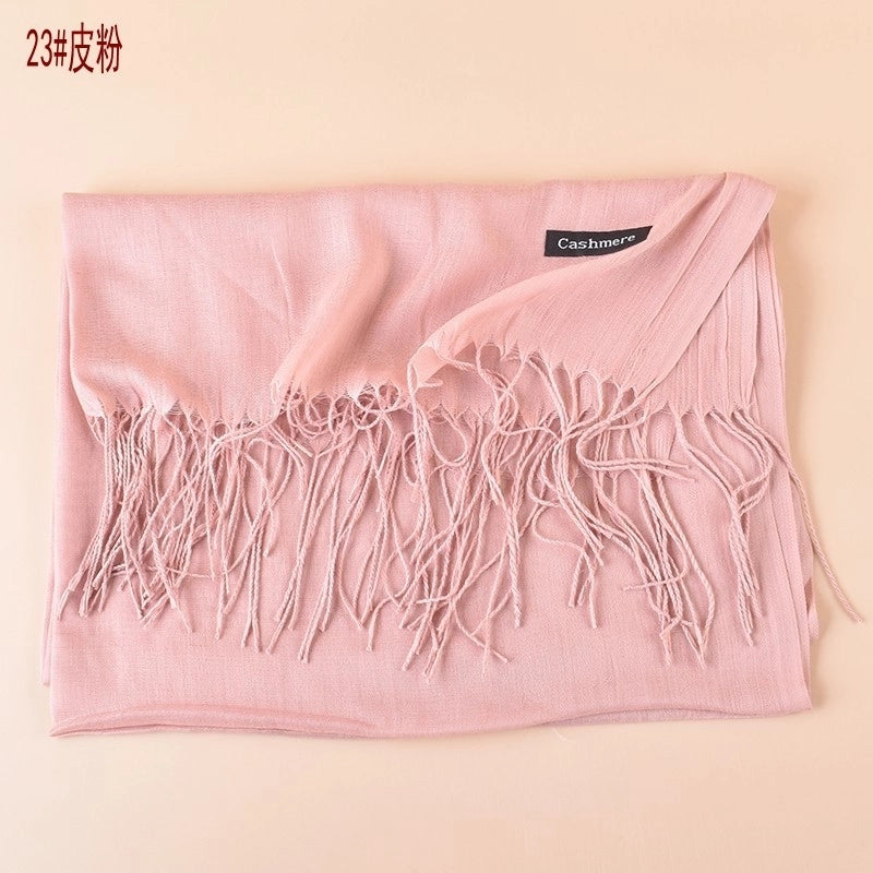 Women's Fashion Tassel Solid Color Imitation Cashmere Winter Scarves