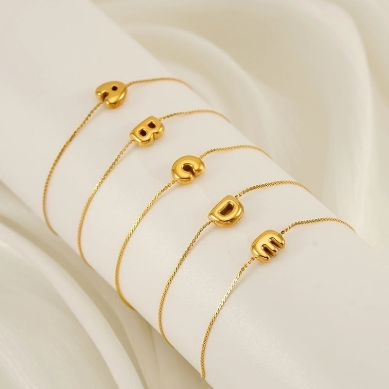 Casual Minimalist Letter 304 Stainless Steel 18K Gold Plated Bracelets In Bulk
