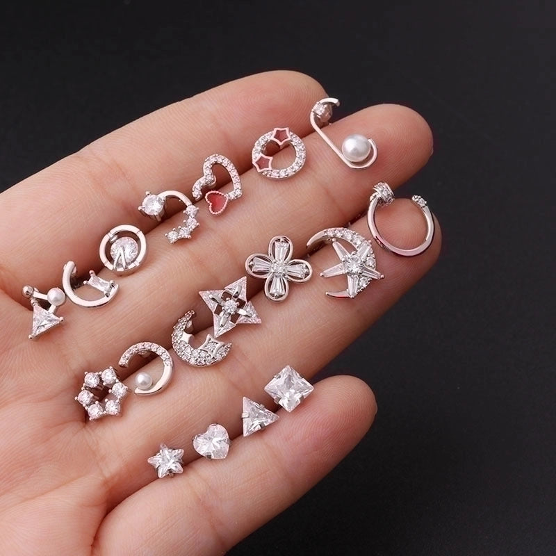 Ear Cartilage Rings & Studs Geometric Copper Plating Artificial Gemstones