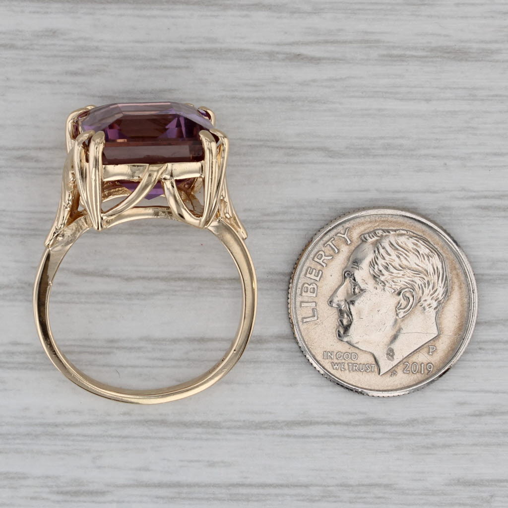 9.40ct Purple Yellow Ametrine Solitaire Ring 14k Yellow Gold Size 7.5