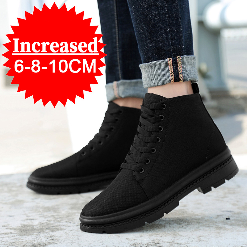 Gptsolvy Men Boots Elevator Shoes Hidden Heels Canvas Heightening Shoes For Man Hidden Heels Increase Insole 10CM 8CM Sports Height Shoes