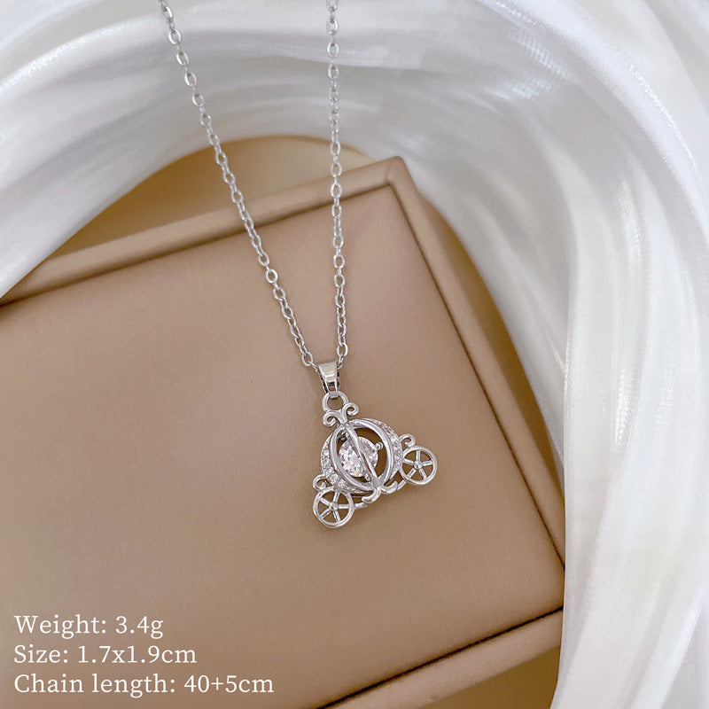 Minimalist Geometric Titanium Steel Diamond Inlay Necklaces