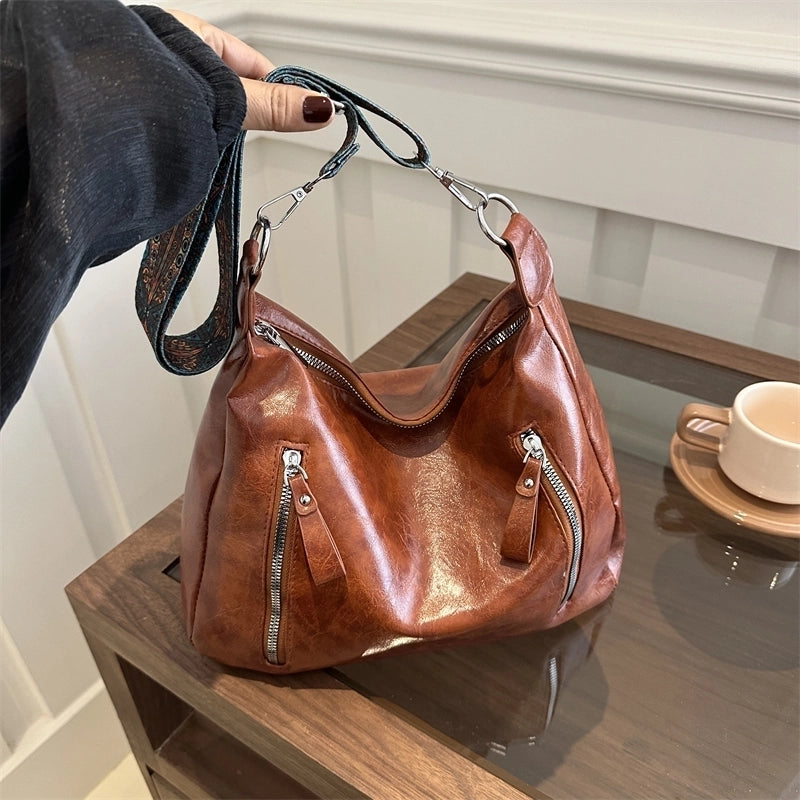 Women's Classic Style Solid Color Pu Leather Shopping Bags
