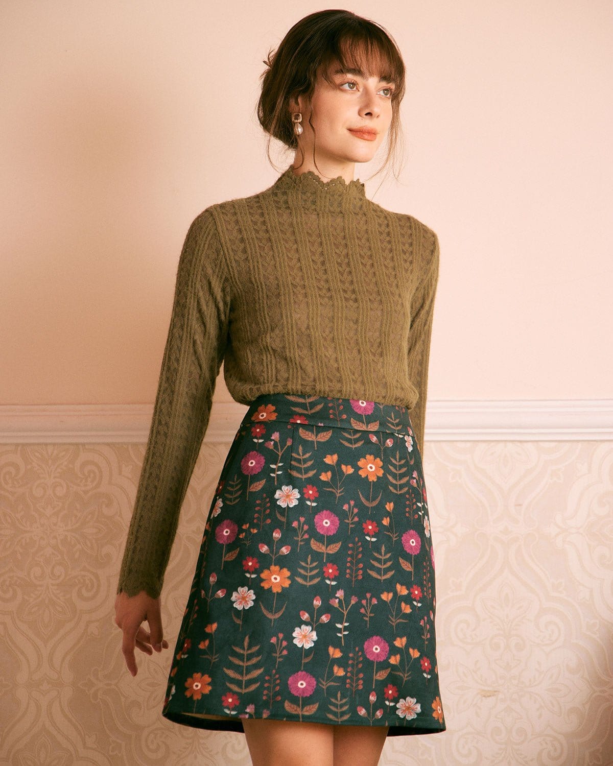 The Mock Neck Textured Long Sleeve Knit Top