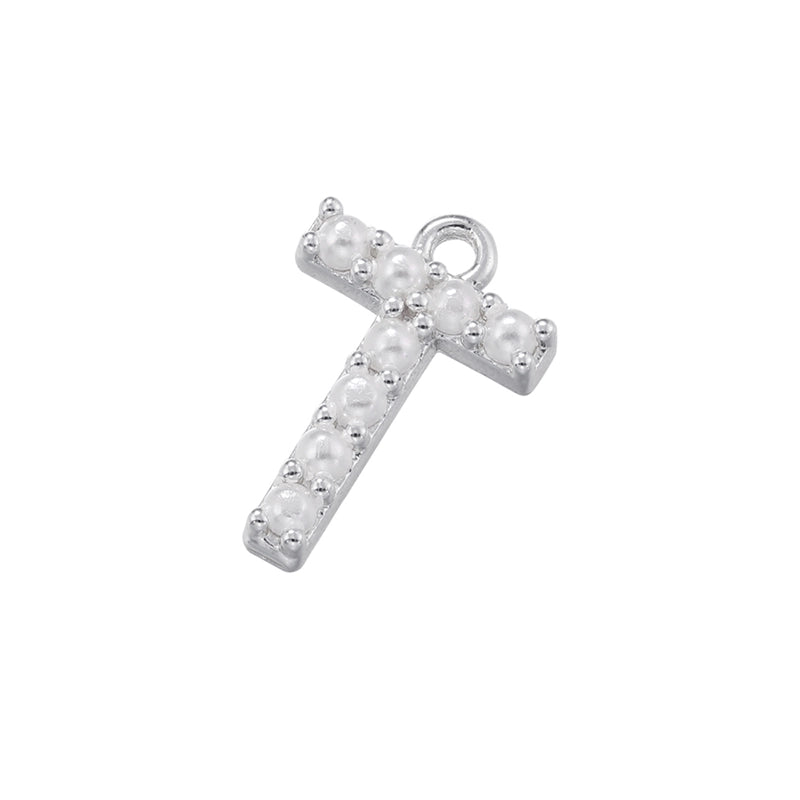 Casual Elegant Minimalist Letter Copper Plating Inlay Artificial Pearls 18k Gold Plated Charms