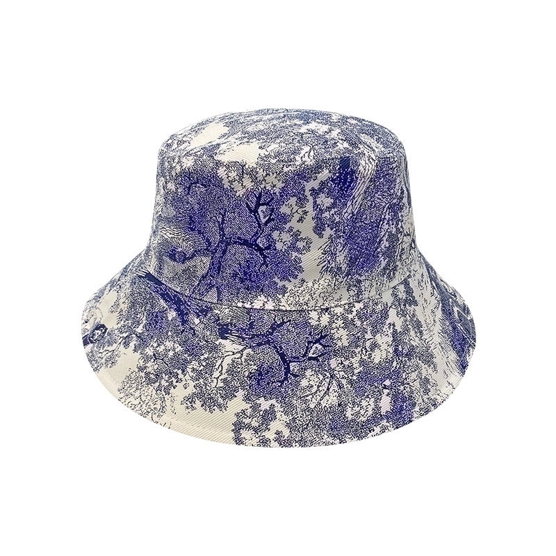 Women's Cute Color Block Printing Big Eaves Bucket Hat