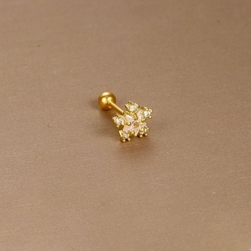 1 Piece Sweet Minimalist Flower Plating Inlay Titanium Steel Zircon Ear Studs