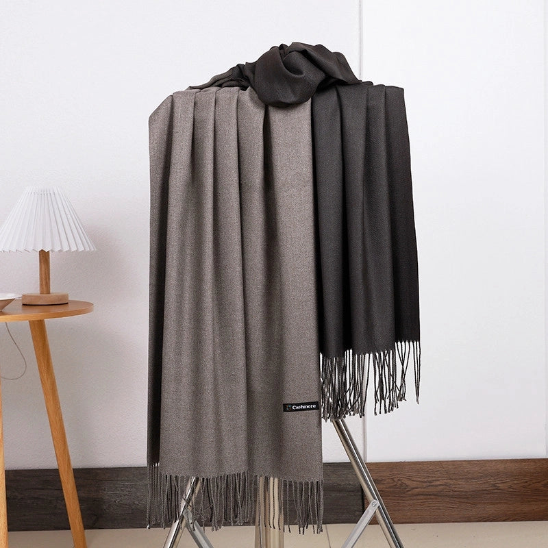 Double-sided Scarf Women's Winter Tassel Cashmere Scarf Autumn And Winter Version New Wool Men's Scarf