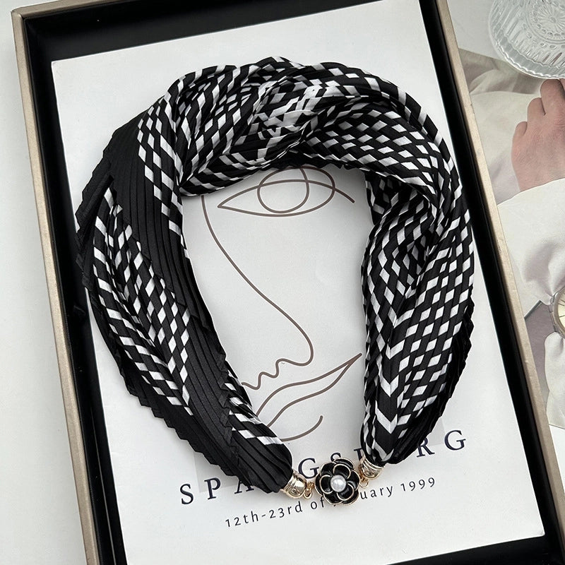 Women's Cute Sweet Minimalist Color Block Polyester Printing Silk Scarf