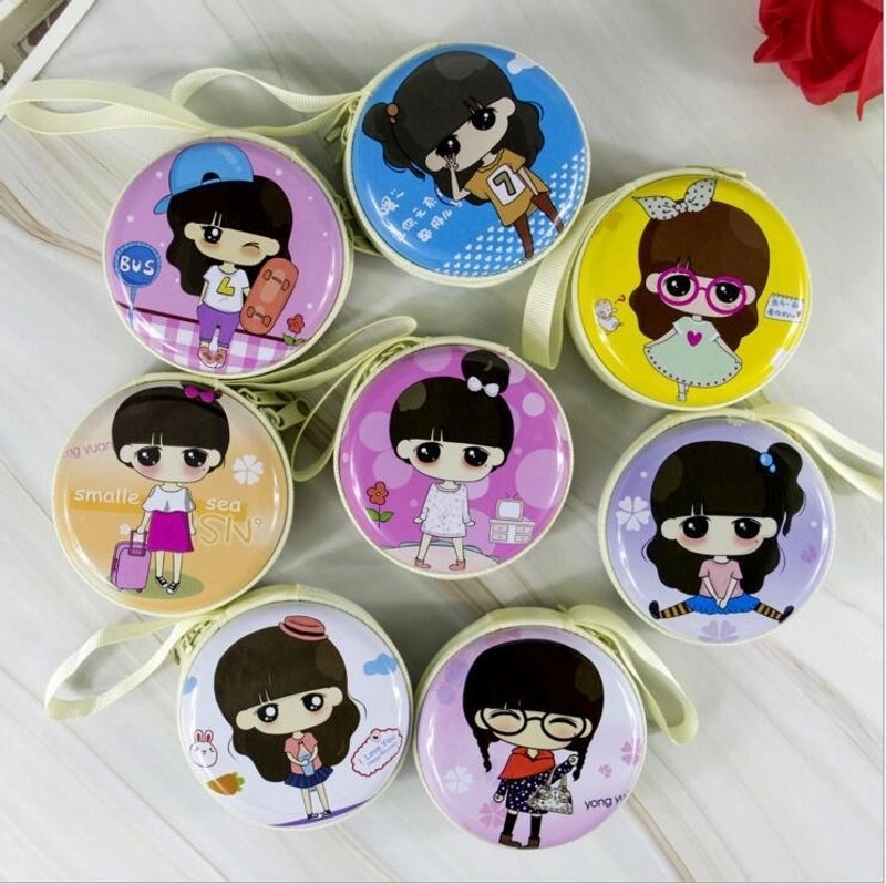 3 Pieces Women'S Cartoon Tinplate Zipper Coin Purses