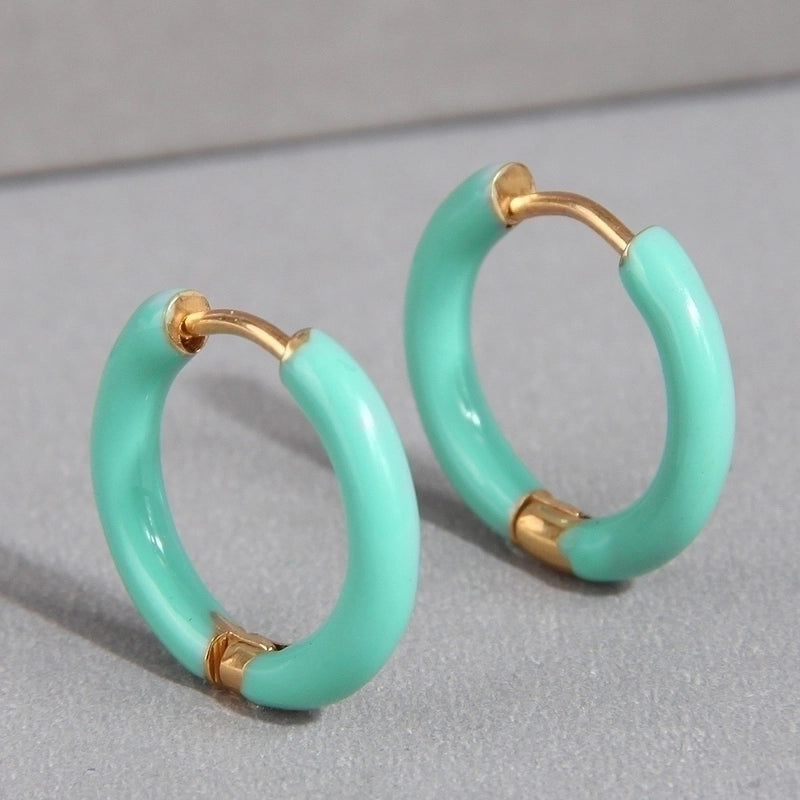 1 Pair Minimalist Triangle Circle Heart Shape Stainless Steel Hoop Earrings