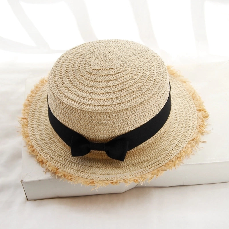 Women's Vacation Beach Solid Color Flat Eaves Straw Hat