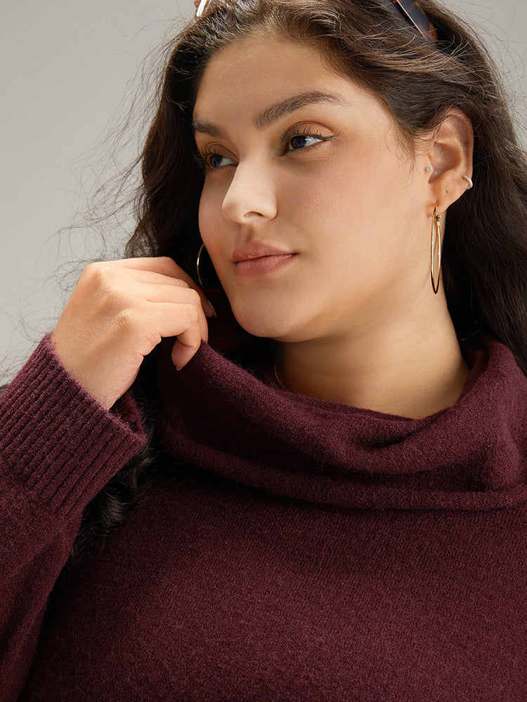 Anti-Pilling Split Side Turtle Neck Pullover