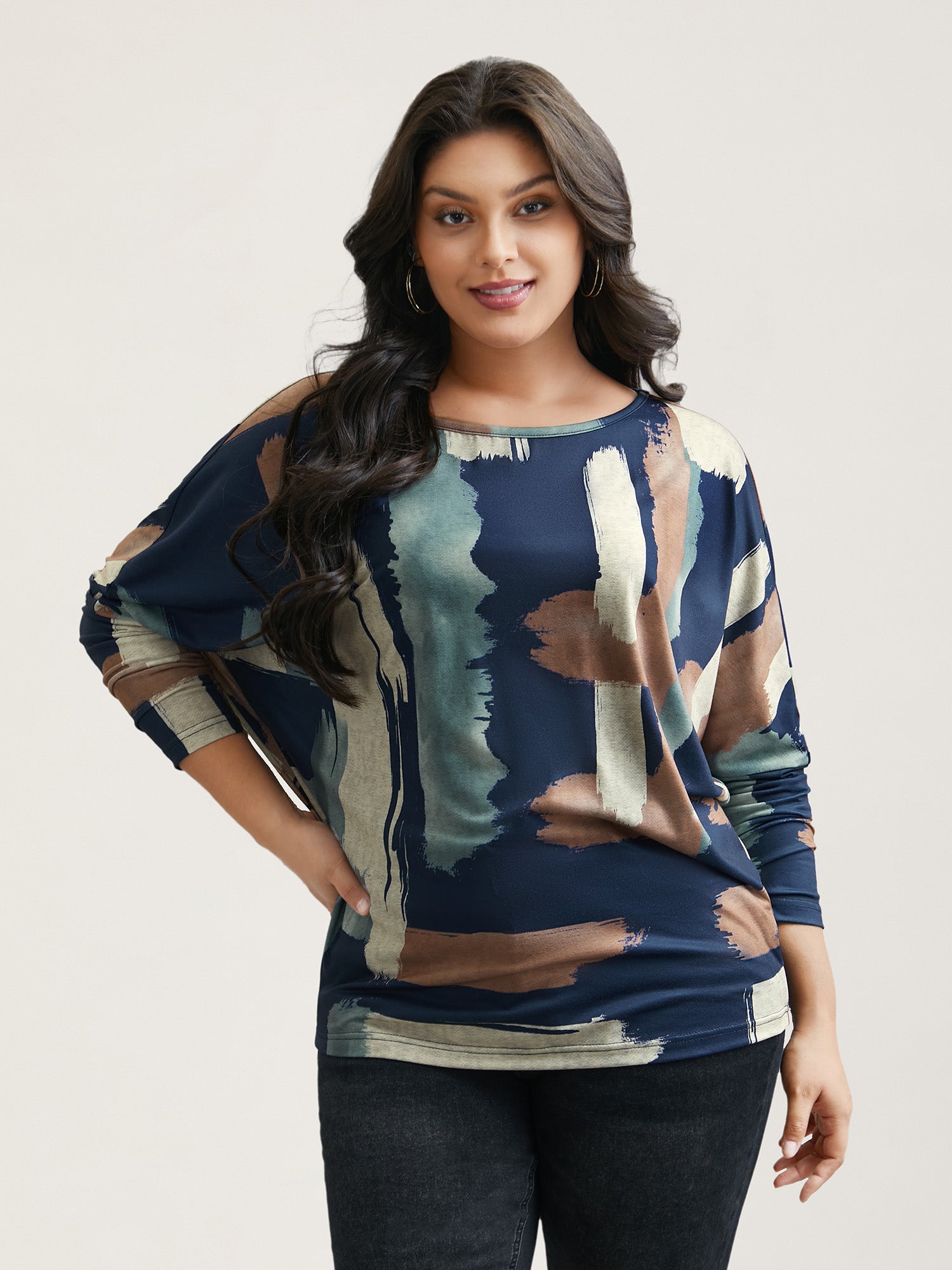 Abstract Print Dolman Sleeve T-Shirt