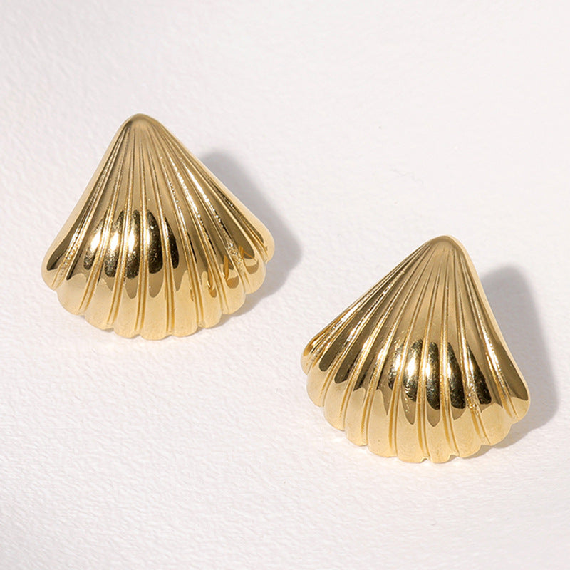 Shell Stainless Steel Electroplating Stud Earrings
